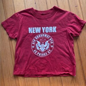 3/$20 PAC Sun/Brandi Melville Red Cropped T-Shirt Sz Med